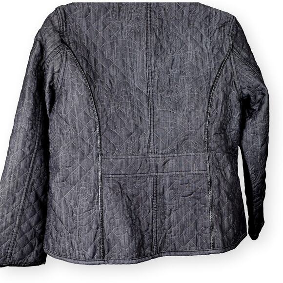 Chico's Charcoal Denim Quilted Zip Up Women's Jacket 16 - Picture 6 of 9